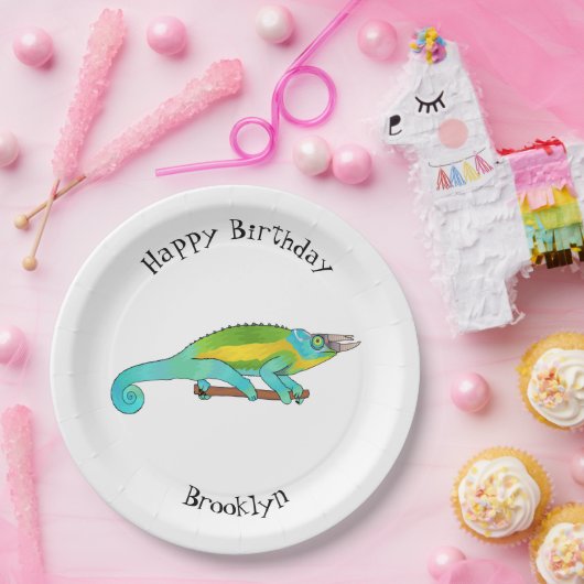 Jacksons Chamäleon-Cartoon-Abbildung Pappteller (Party)