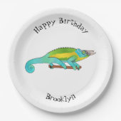 Jacksons Chamäleon-Cartoon-Abbildung Pappteller (Vorderseite)