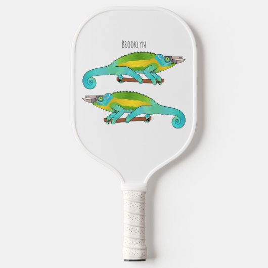 Jacksons Chamäleon-Cartoon-Abbildung Pickleball Schläger (Vorderseite)