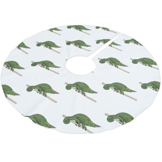 Jacksons Chamäleon-Cartoon-Abbildung Polyester Weihnachtsbaumdecke (Schrägansicht)