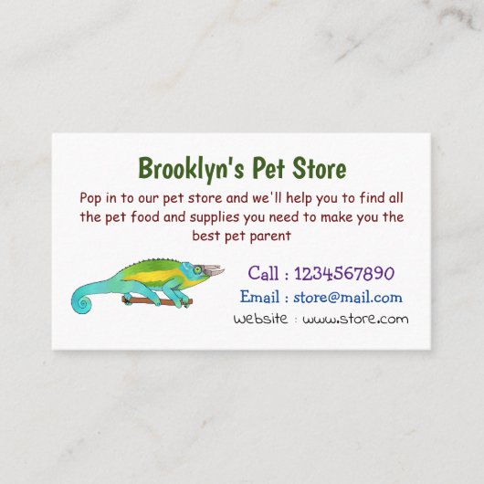 Jacksons Chamäleon-Cartoon-Abbildung Visitenkarte (Vorderseite)