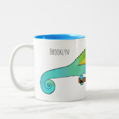 Jacksons Chamäleon-Cartoon-Abbildung Zweifarbige Tasse (Links)