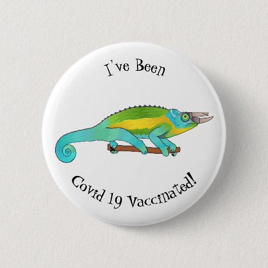 Jacksons Chamäleon Cartoon-Illustration Button (Vorderseite)