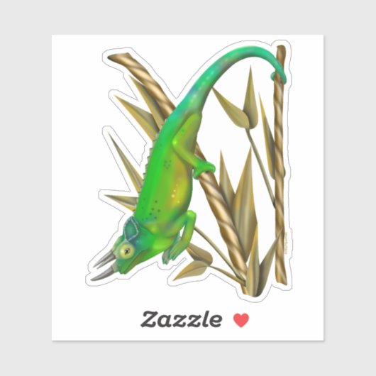 Jacksons Chamäleon hängt im Bambus Aufkleber (Blatt)