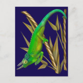 Jacksons Chamäleon hängt im Bambus Postkarte (Vorderseite)