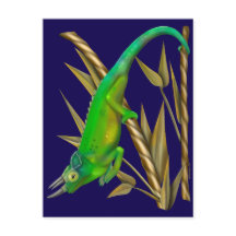 Jacksons Chamäleon hängt im Bambus