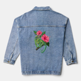 Jackson's Chameleon mit Hibiskus Jeansjacke