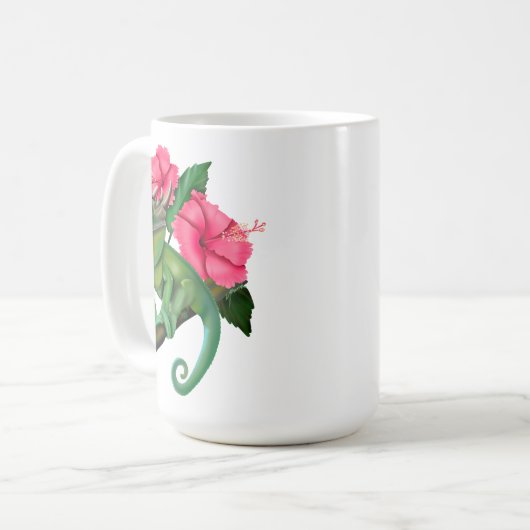 Jackson's Chameleon mit Hibiskus Kaffeetasse (Vorderseite Links)