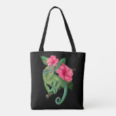 Jackson's Chameleon mit Hibiskus Tasche (Rückseite)