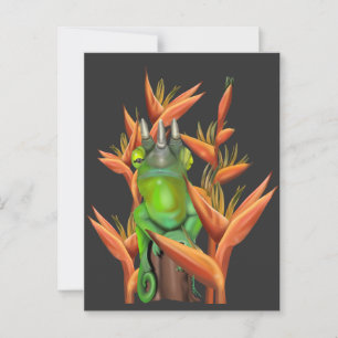 Jackson's Chameleon unter dem Vogel des Paradieses Postkarte