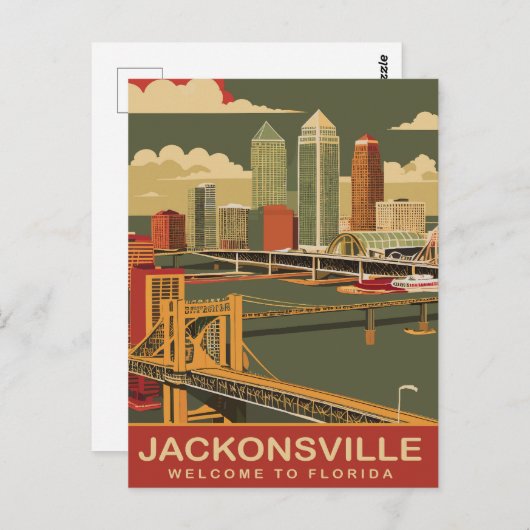 Jacksonville, Atlantikküste, Reisen Postkarte (Vorne/Hinten)