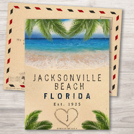 Jacksonville Beach FL Sand Tropical Palm Blätter Postkarte