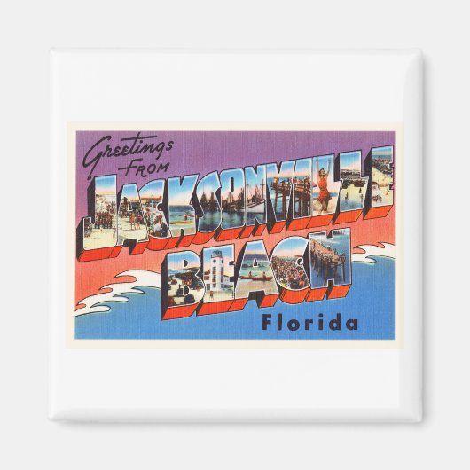 Jacksonville Beach Florida FL Old Travel Souvenir Magnet (Vorne)