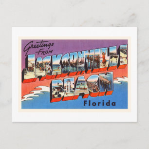 Jacksonville Beach Florida FL Old Travel Souvenir Postkarte