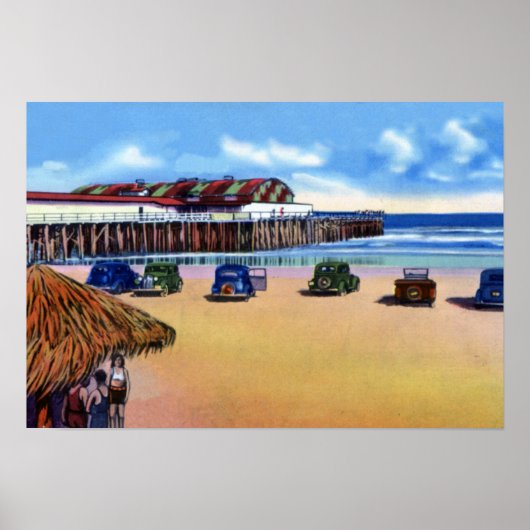Jacksonville Beach Florida Tanz und Fischen Pie Poster (Vorne)
