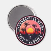 Jacksonville Beach Florida tropisches Retro Sunset Magnet (Vorderseite/Rückseite)