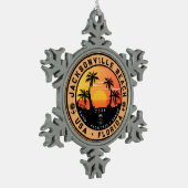 Jacksonville Beach Florida tropisches Retro Sunset Schneeflocken Zinn-Ornament (Links)