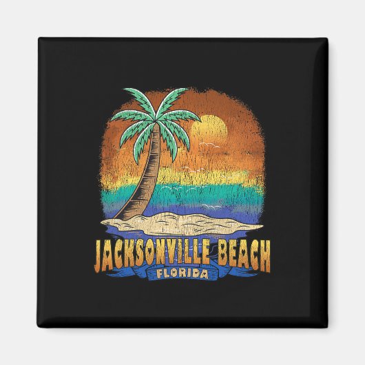 Jacksonville Beach Florida Vintag Distressive Souv Magnet (Vorne)