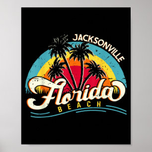 Jacksonville Beach Florida Vintage Sonnenuntergang Poster