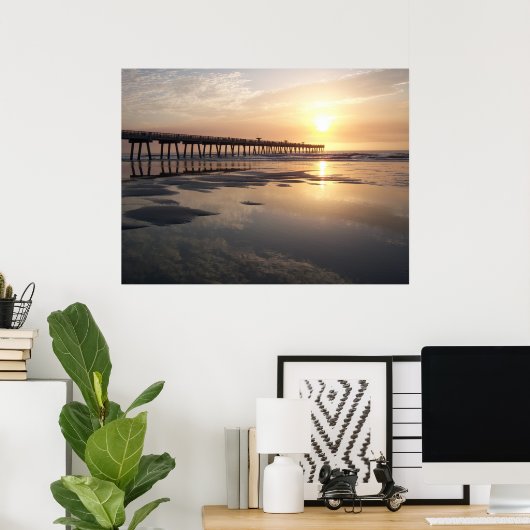 Jacksonville Beach Sunrise - Pier Poster (Heimbüro)