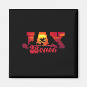 Jacksonville Beach Vacation Florida Sunset Palm Ja Magnet