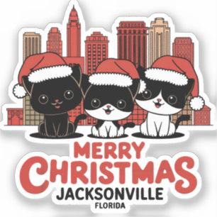 Jacksonville City Florida Merry Christmas Cats USA Aufkleber