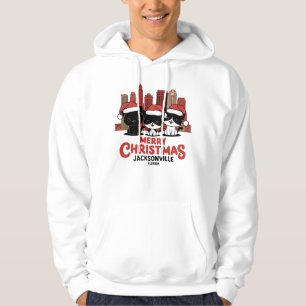 Jacksonville City Florida Merry Christmas Cats USA Hoodie