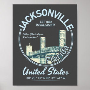 JACKSONVILLE CITY - FLORIDA VINTAG POSTER