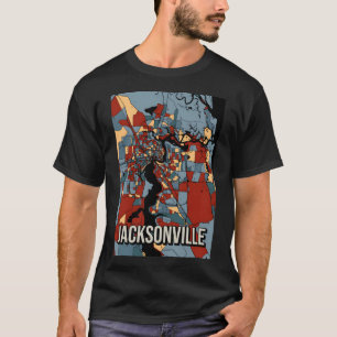 Jacksonville City Map - Colorful Earth Tone Abstra T-Shirt