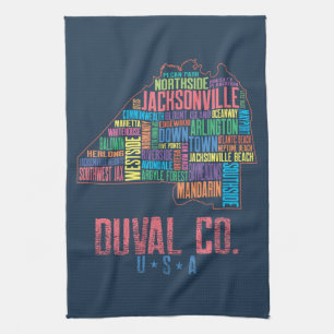Jacksonville Duval Landkreis Florida USA Karte Geschirrtuch