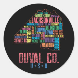 Jacksonville Duval Landkreis Florida USA Karte Runder Aufkleber