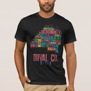Jacksonville Duval Landkreis Florida USA Karte T-Shirt