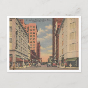 Jacksonville FL, Adams Street Blick, 1955 Postkarte