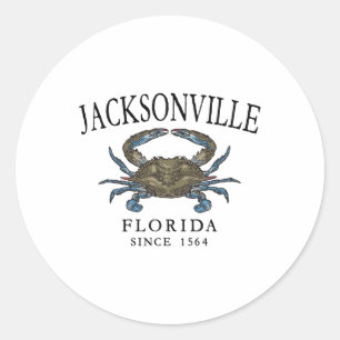 Jacksonville Fl Blue Crab Seit 1564 Arched Black Runder Aufkleber
