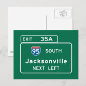 Jacksonville, FL Road Sign Postkarte (Vorne/Hinten)