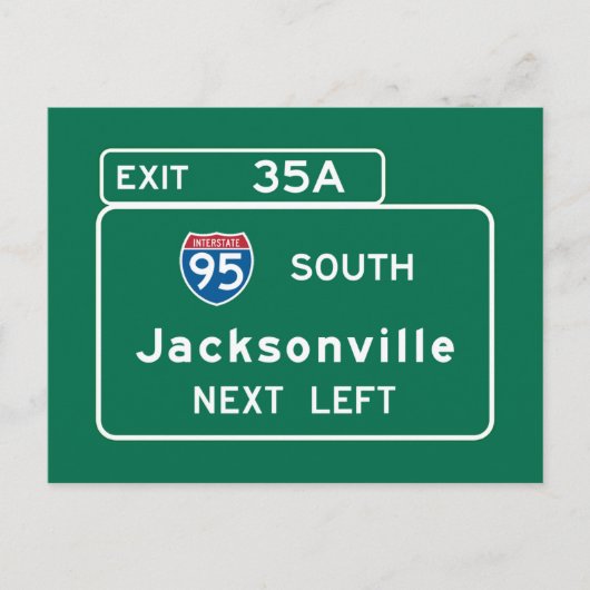 Jacksonville, FL Road Sign Postkarte (Vorderseite)