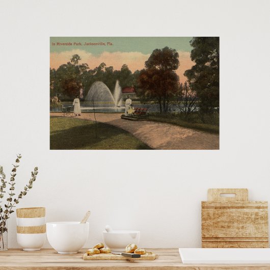 Jacksonville, FL - Sicht auf Riverside Poster (Küche)