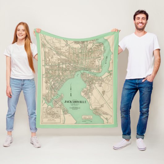 Jacksonville FL Vintage Karte Fleecedecke (Beispiel)
