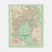 Jacksonville FL Vintage Karte Fleecedecke (Vorderseite)