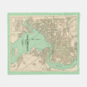 Jacksonville FL Vintage Karte Fleecedecke (Vorderseite (Horizontal))
