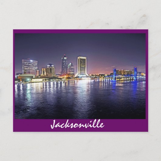 Jacksonville, Florida am Abend Postkarte (Vorderseite)
