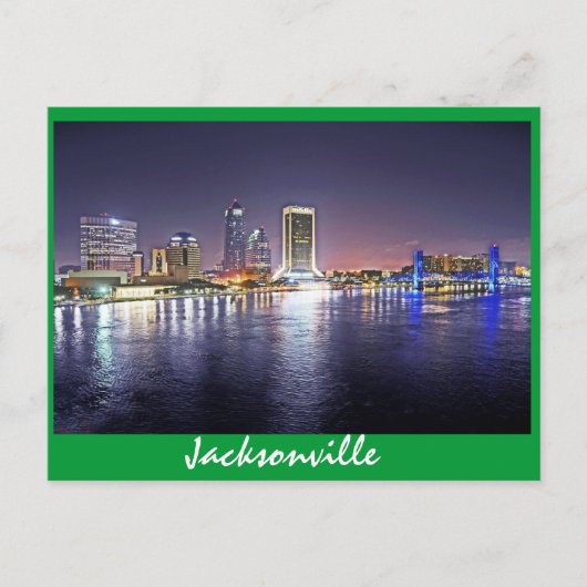 Jacksonville, Florida am Abend Postkarte (Vorderseite)
