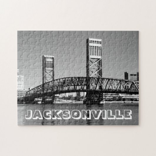 Jacksonville Florida Black and White Bridge Foto Puzzle (Horizontal)