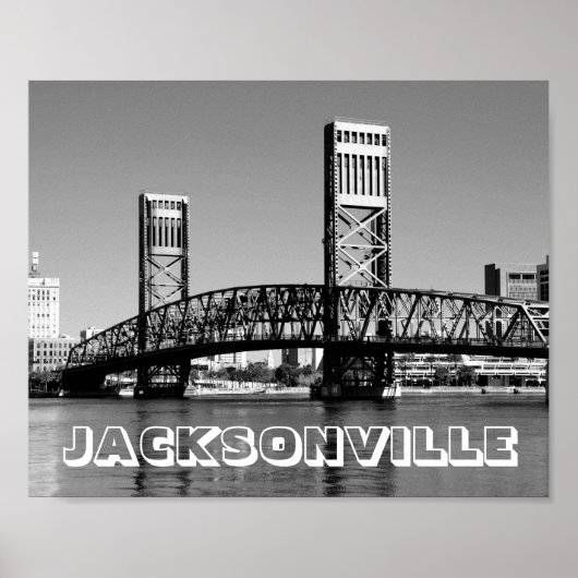 Jacksonville Florida Bridge Schwarz-Weiß-Foto Poster (Vorne)