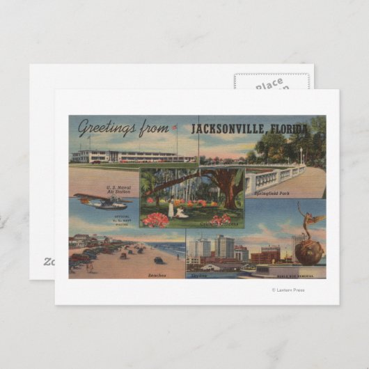 Jacksonville, Florida - Grüße von Postkarte (Vorne/Hinten)