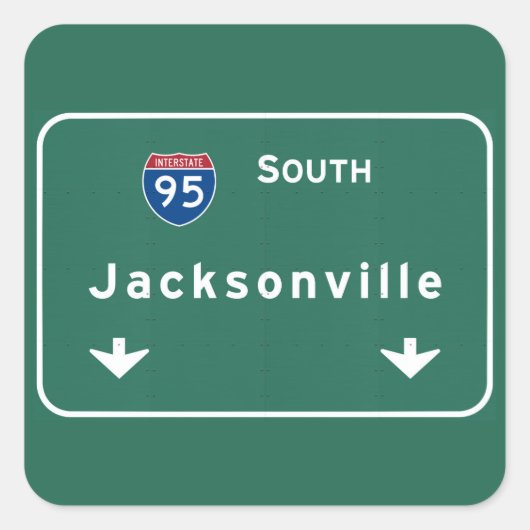 Jacksonville Florida Interstate Highway Freeway: Quadratischer Aufkleber (Vorderseite)