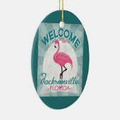 Jacksonville Florida Pink Flamingo Retro Keramik Ornament (Rechts)