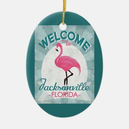 Jacksonville Florida Pink Flamingo Retro Keramik Ornament (Vorne)