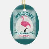 Jacksonville Florida Pink Flamingo Retro Keramik Ornament (Hinten)