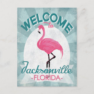 Jacksonville Florida Pink Flamingo Retro Postkarte